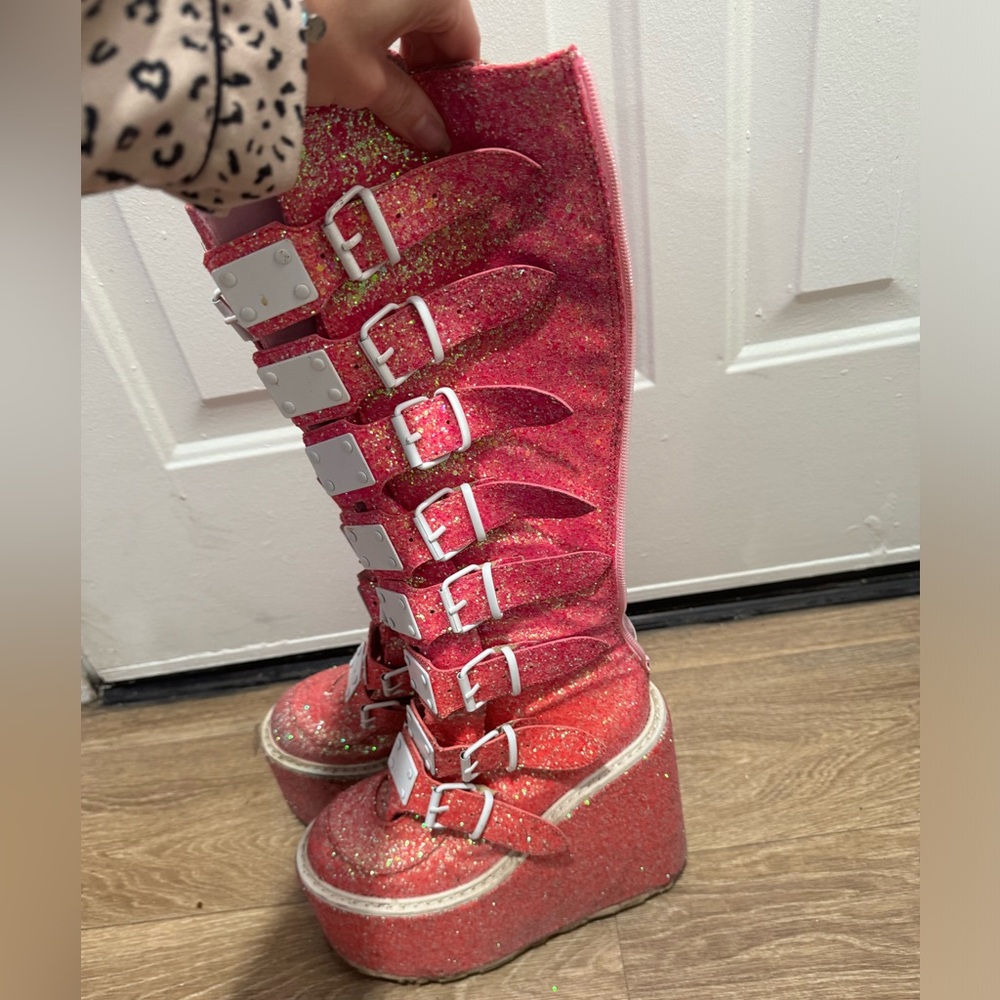 Pink Dollskill Rave Zip-Up Platform Boots
